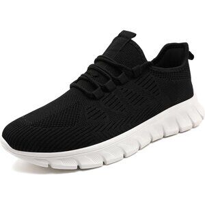 Women Black-White Running Tennis Walking Lightweight Slip On Workout Sneakers